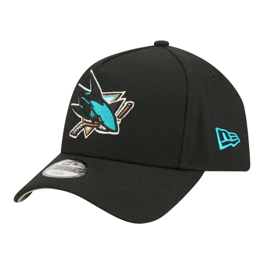 San Jose Sharks New Era Youth 9FORTY A-Frame Adjustable Hat - Black | New Era on sale