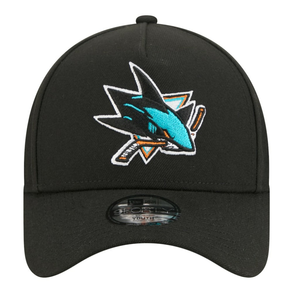 San Jose Sharks New Era Youth 9FORTY A-Frame Adjustable Hat - Black | New Era on sale
