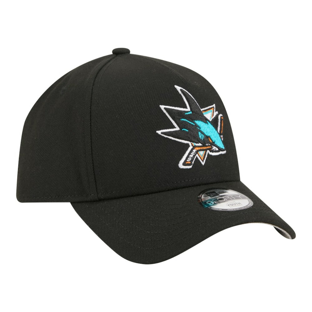San Jose Sharks New Era Youth 9FORTY A-Frame Adjustable Hat - Black | New Era on sale