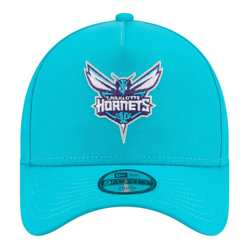 New Era Charlotte Hornets Youth 9FORTY A-Frame Adjustable Hat Teal