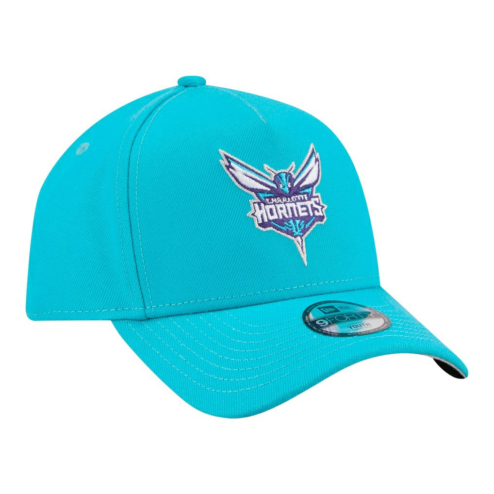 New Era Charlotte Hornets Youth 9FORTY A-Frame Adjustable Hat Teal