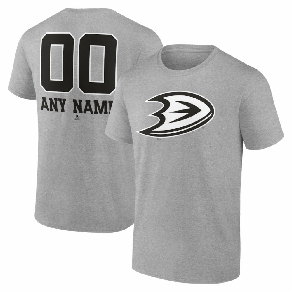Anaheim Ducks Big & Tall Personalized Name & Number Monochrome T-Shirt - Gray | NHL Lifestyle