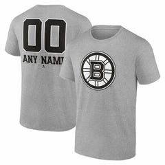 Boston Bruins Big & Tall Personalized Name & Number Monochrome T-Shirt - Gray | NHL near me