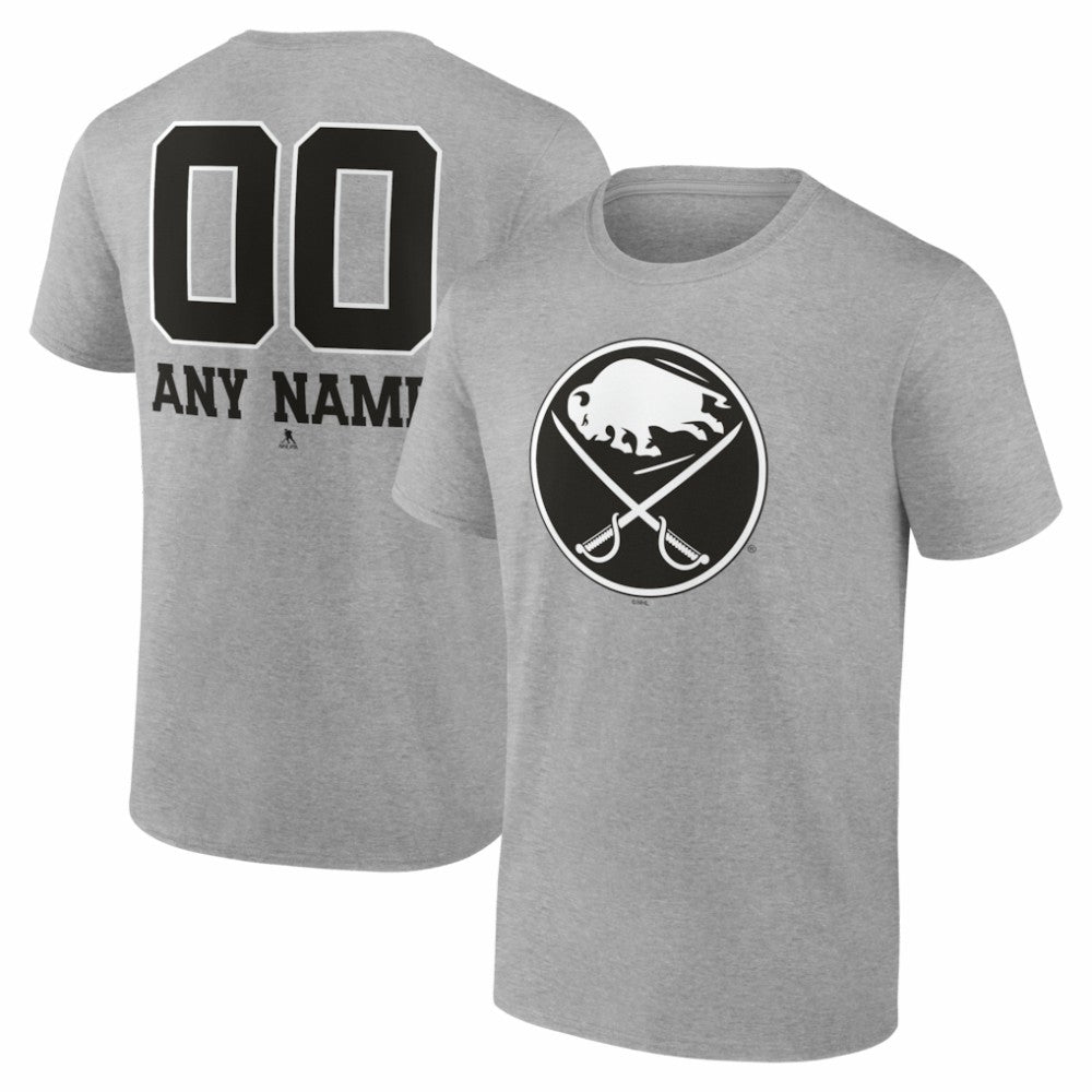 Buffalo Sabres Big & Tall Personalized Name & Number Monochrome T-Shirt - Gray | NHL on sale
