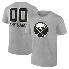 Buffalo Sabres Big & Tall Personalized Name & Number Monochrome T-Shirt - Gray | NHL on sale