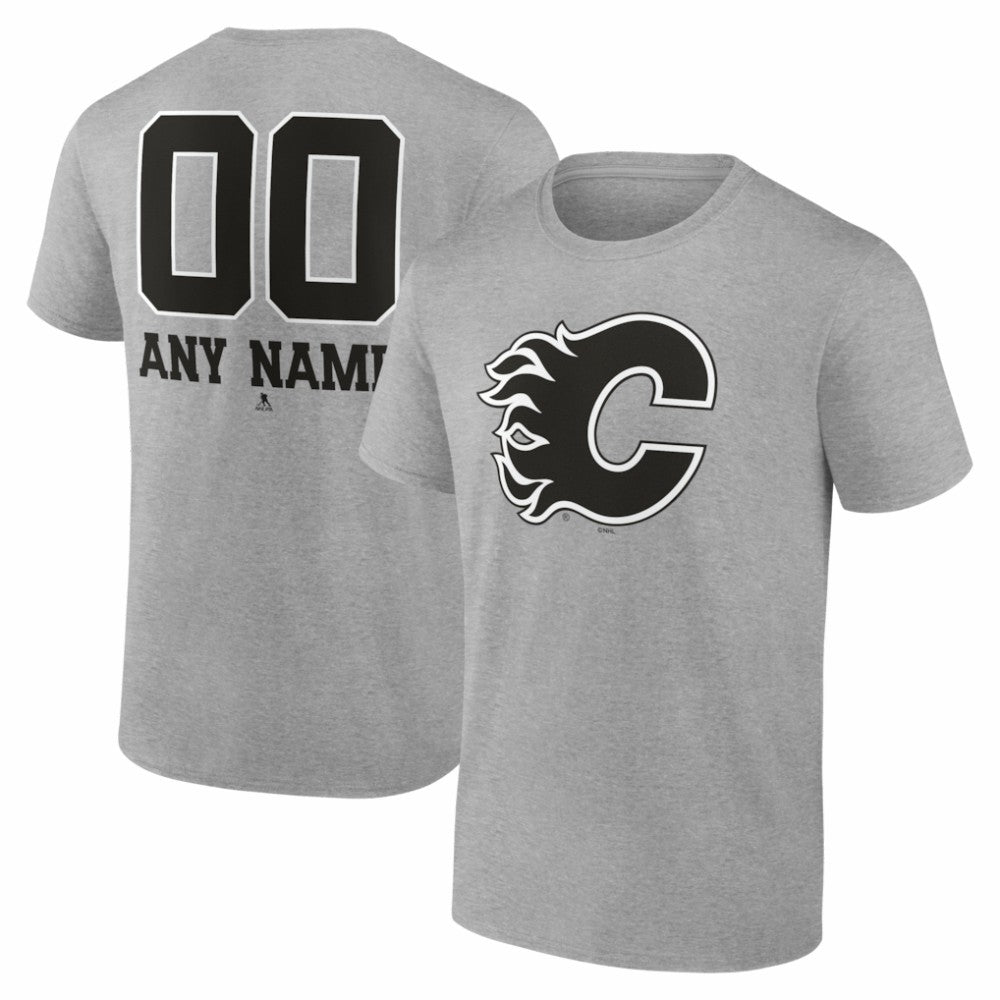 Calgary Flames Big & Tall Personalized Name & Number Monochrome T-Shirt - Gray | NHL online
