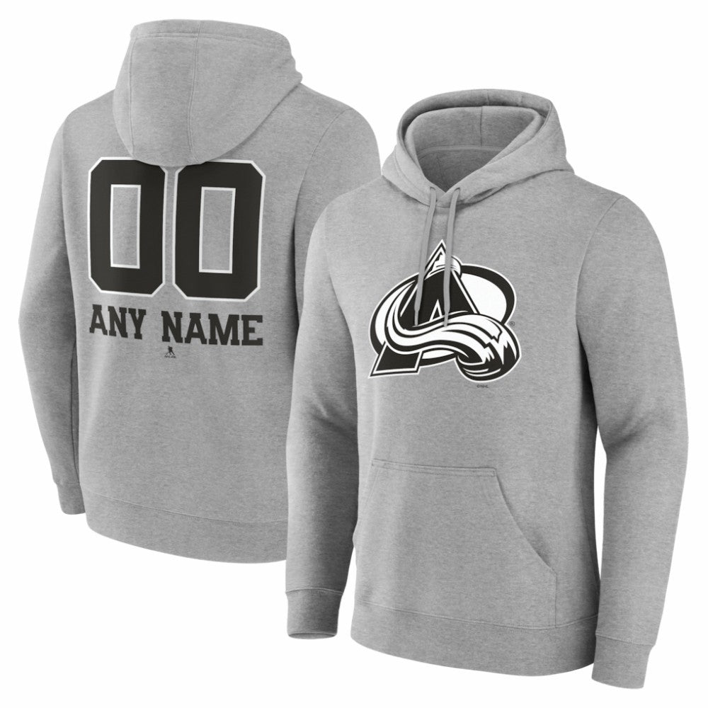 Colorado Avalanche Big & Tall Personalized Name & Number Monochrome Pullover Hoodie - Gray | NHL on sale