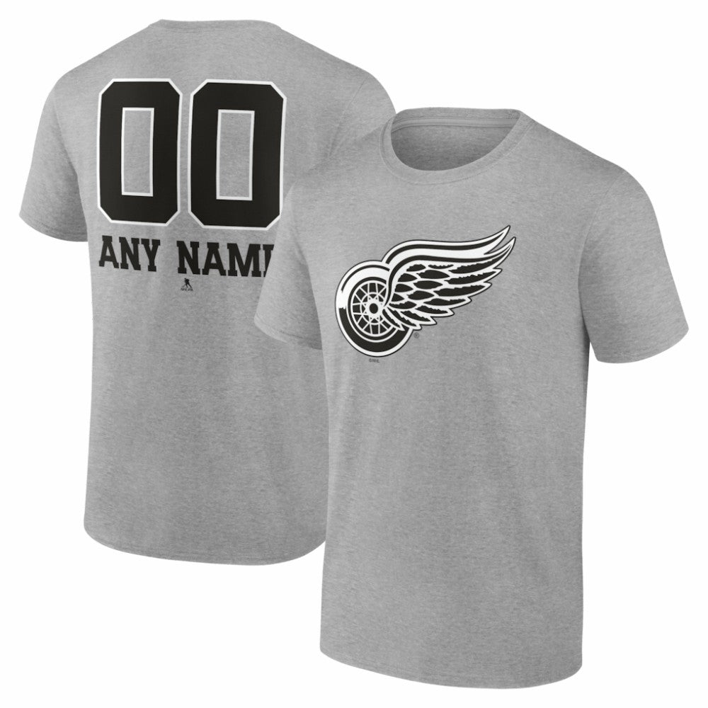 Detroit Red Wings Big & Tall Personalized Name & Number Monochrome T-Shirt - Gray | NHL online