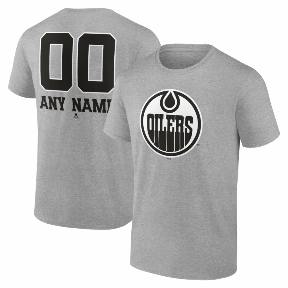 Edmonton Oilers Big & Tall Personalized Name & Number Monochrome T-Shirt - Gray | NHL discount