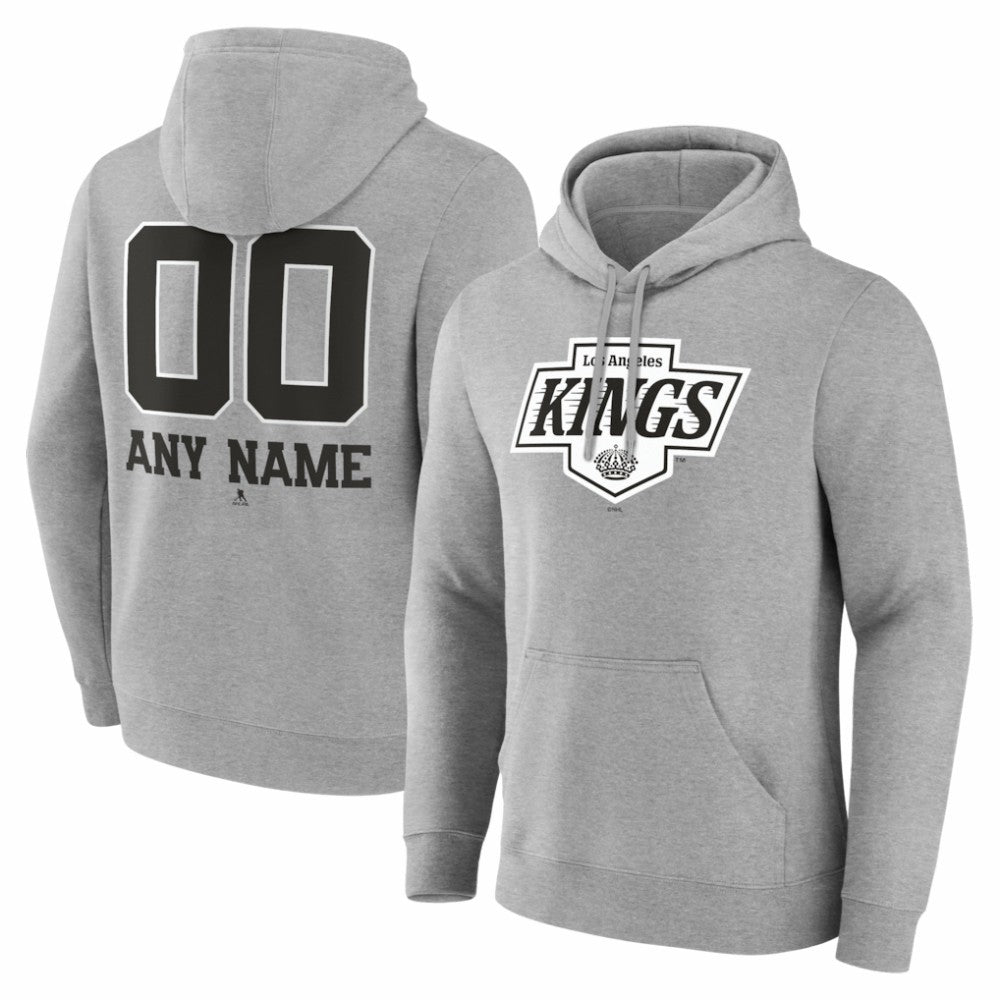 Los Angeles Kings Big & Tall Personalized Name & Number Monochrome Pullover Hoodie - Gray | NHL sale