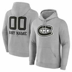 Montreal Canadiens Big & Tall Personalized Name & Number Monochrome Pullover Hoodie - Gray | NHL online