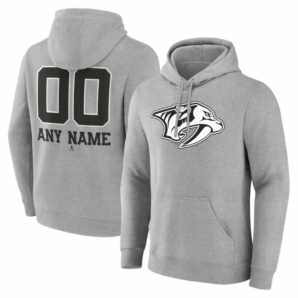 Nashville Predators Big & Tall Personalized Name & Number Monochrome Pullover Hoodie - Gray | NHL online