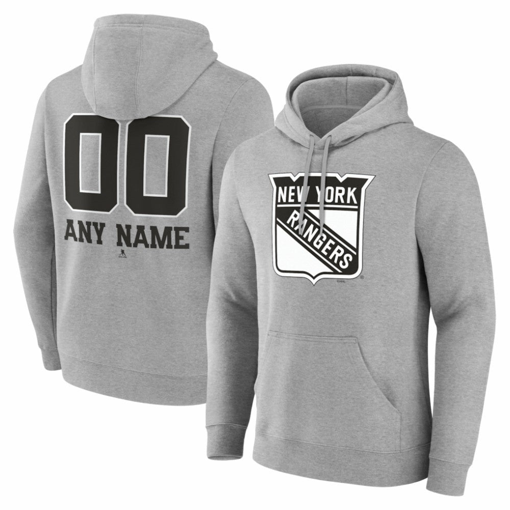 New York Rangers Big & Tall Personalized Name & Number Monochrome Pullover Hoodie - Gray | NHL online