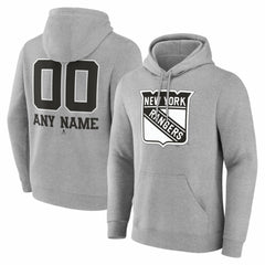 New York Rangers Big & Tall Personalized Name & Number Monochrome Pullover Hoodie - Gray | NHL online