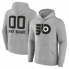 Philadelphia Flyers Big & Tall Personalized Name & Number Monochrome Pullover Hoodie - Gray | NHL on sale