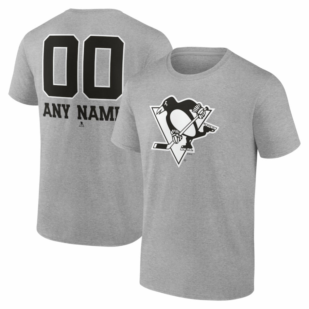 Pittsburgh Penguins Big & Tall Personalized Name & Number Monochrome T-Shirt - Gray | NHL discount