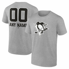 Pittsburgh Penguins Big & Tall Personalized Name & Number Monochrome T-Shirt - Gray | NHL discount