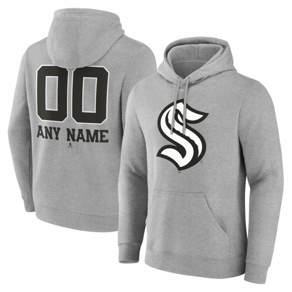 Seattle Kraken Big & Tall Personalized Name & Number Monochrome Pullover Hoodie - Gray | NHL near me