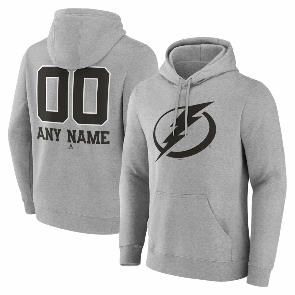 Tampa Bay Lightning Big & Tall Personalized Name & Number Monochrome Pullover Hoodie - Gray | NHL discount