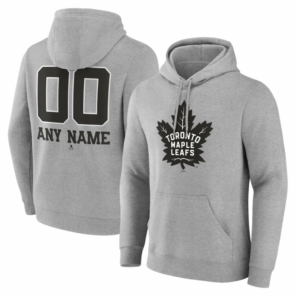 Toronto Maple Leafs Big & Tall Personalized Name & Number Monochrome Pullover Hoodie - Gray | NHL on sale