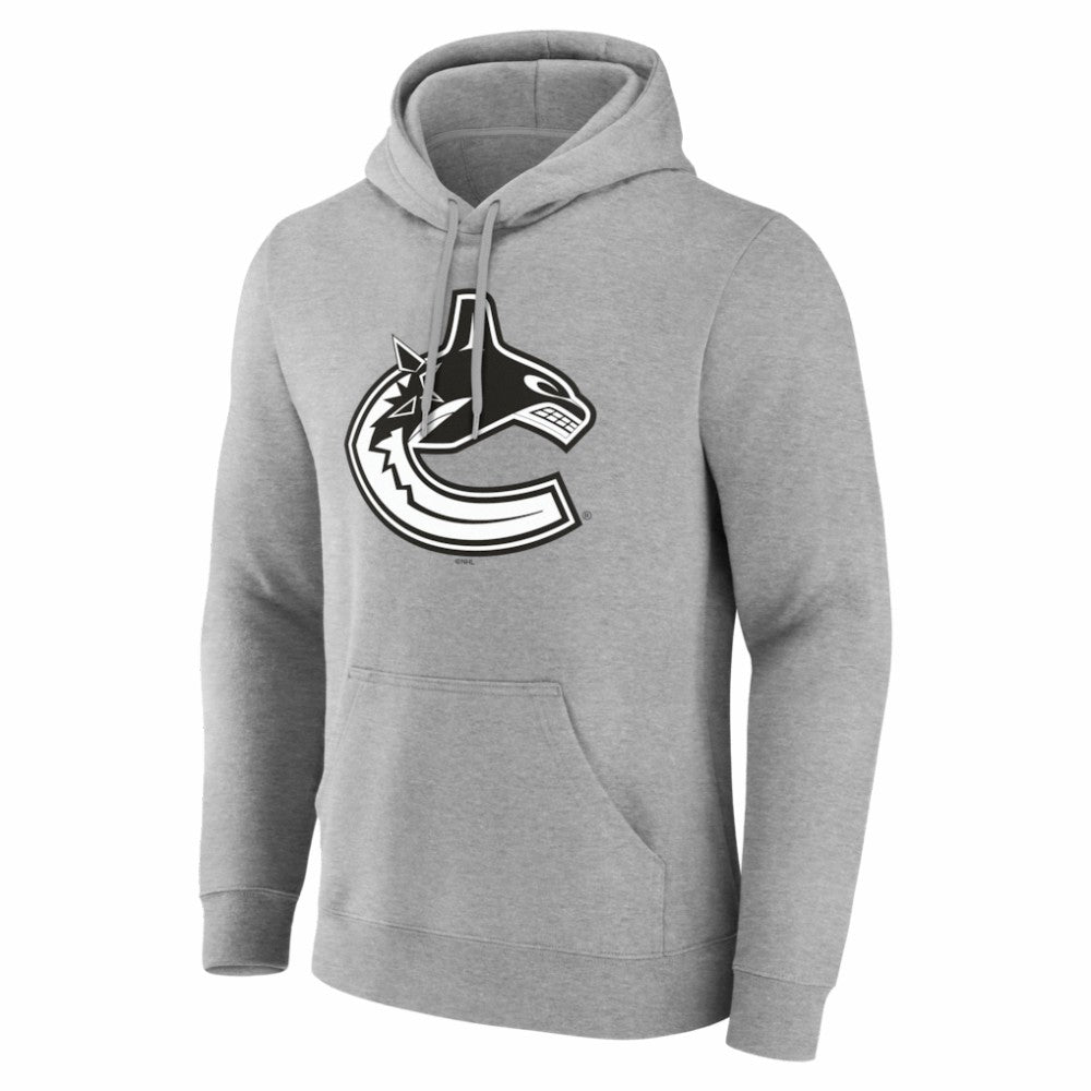 Vancouver Canucks Big & Tall Personalized Name & Number Monochrome Pullover Hoodie - Gray | NHL Lifestyle