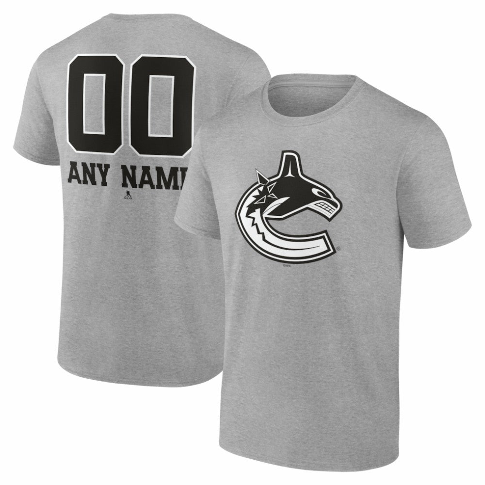 Vancouver Canucks Big & Tall Personalized Name & Number Monochrome T-Shirt - Gray | NHL on sale