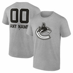 Vancouver Canucks Big & Tall Personalized Name & Number Monochrome T-Shirt - Gray | NHL on sale