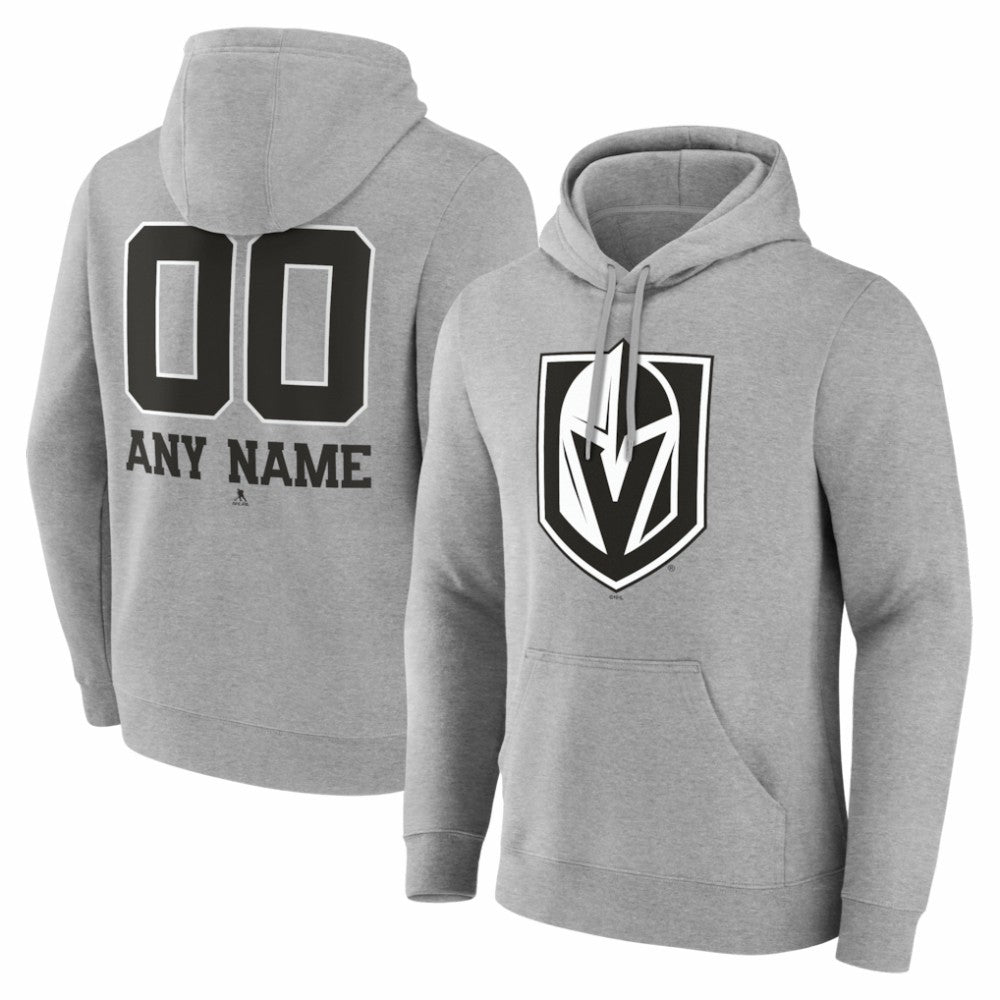 Vegas Golden Knights Big & Tall Personalized Name & Number Monochrome Pullover Hoodie - Gray | NHL Clearance