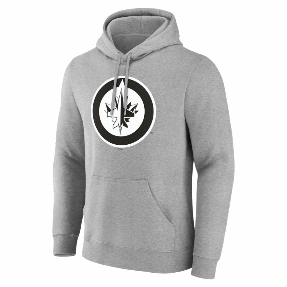 Winnipeg Jets Big & Tall Personalized Name & Number Monochrome Pullover Hoodie - Gray | NHL Clearance