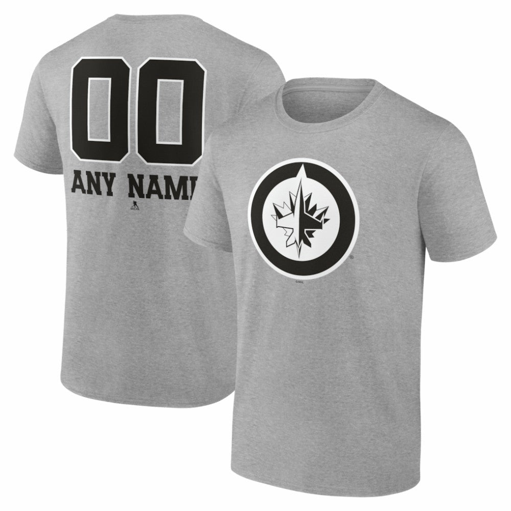 Winnipeg Jets Big & Tall Personalized Name & Number Monochrome T-Shirt - Gray | NHL Clearance