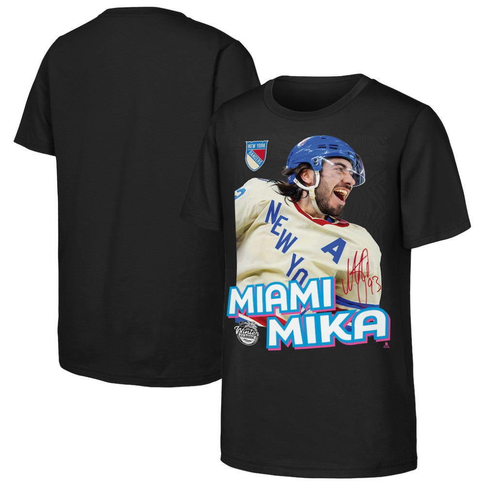 Mika Zibanejad New York Rangers Outerstuff Youth Miami Mika T-Shirt - Black | NHL on sale