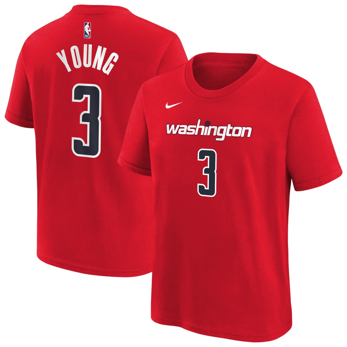 Nike Trae Young Washington Wizards Youth 2026 Name & Number T-Shirt Red
