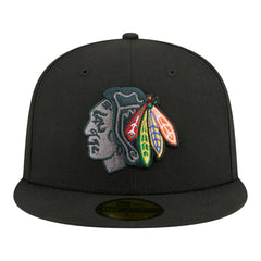 Chicago Blackhawks New Era Color Pop 59FIFTY Fitted Hat - Black | New Era Clearance