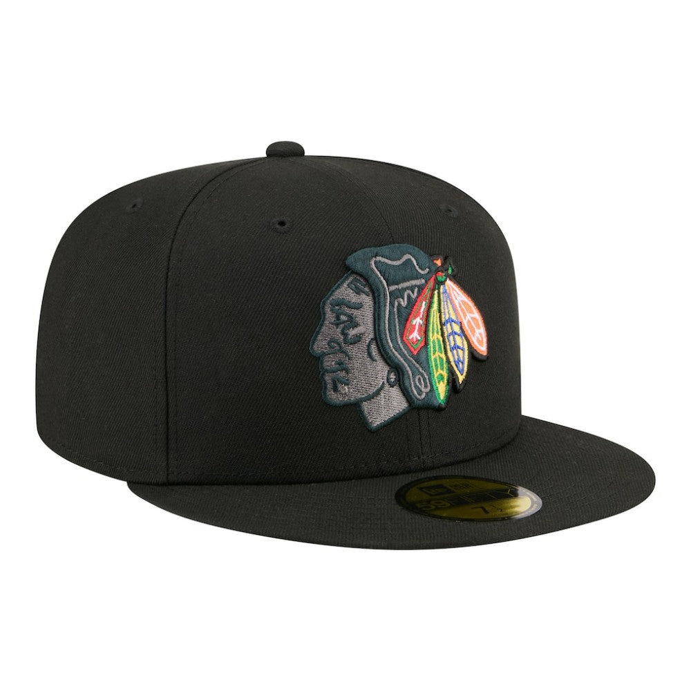 Chicago Blackhawks New Era Color Pop 59FIFTY Fitted Hat - Black | New Era Clearance