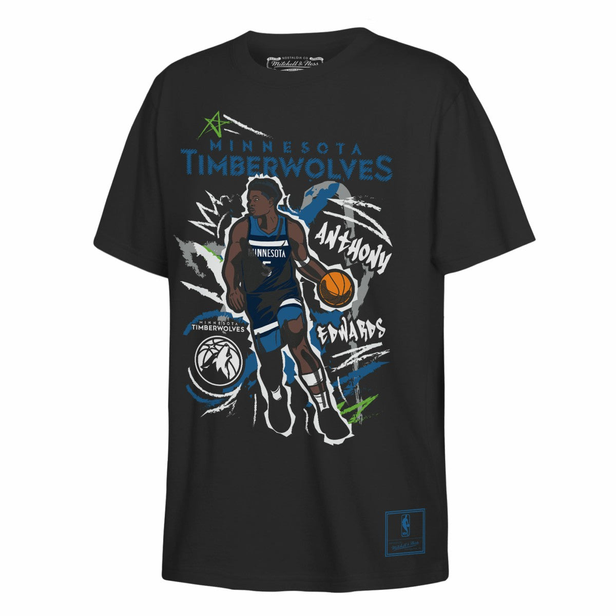 Anthony Edwards Minnesota Timberwolves Outerstuff Youth Chalked Up Player Name & Number T-Shirt Black