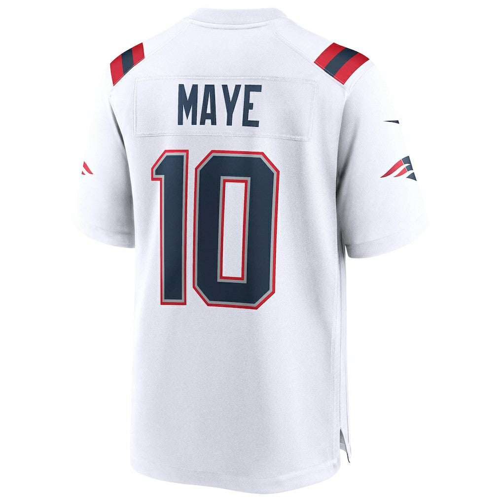 Drake Maye New England Patriots Super Bowl LX Patch Game Jersey - White - Nike