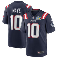 Drake Maye New England Patriots Super Bowl LX Patch Game Jersey - Navy - Nike