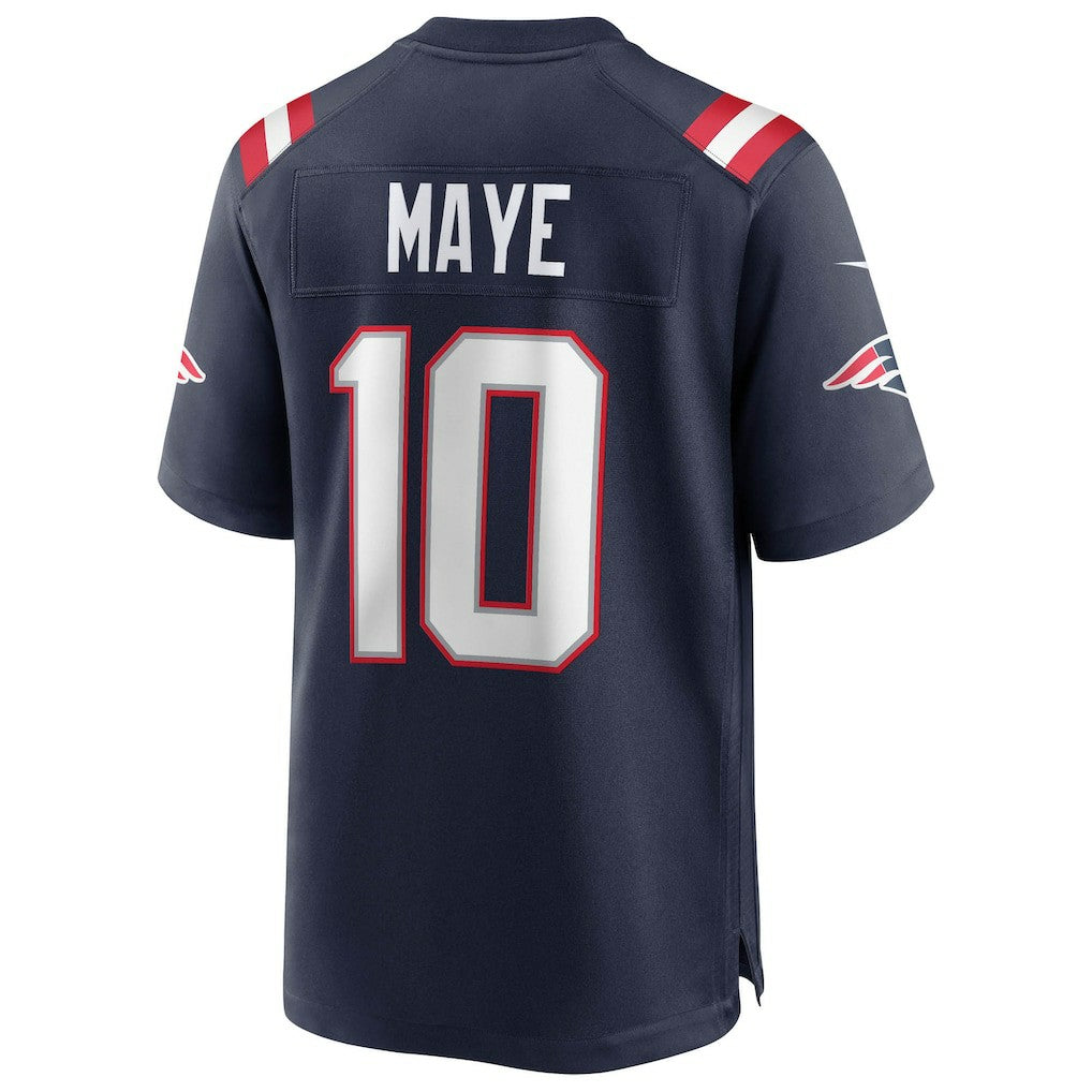 Drake Maye New England Patriots Super Bowl LX Patch Game Jersey - Navy - Nike
