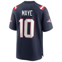 Drake Maye New England Patriots Super Bowl LX Patch Game Jersey - Navy - Nike