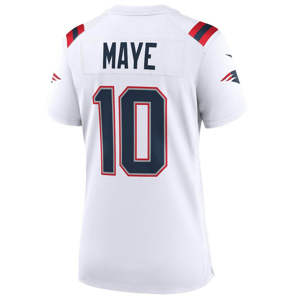 Drake Maye New England Patriots Women's Super Bowl LX Patch Game Jersey - White - Nike