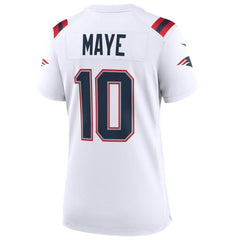 Drake Maye New England Patriots Women's Super Bowl LX Patch Game Jersey - White - Nike