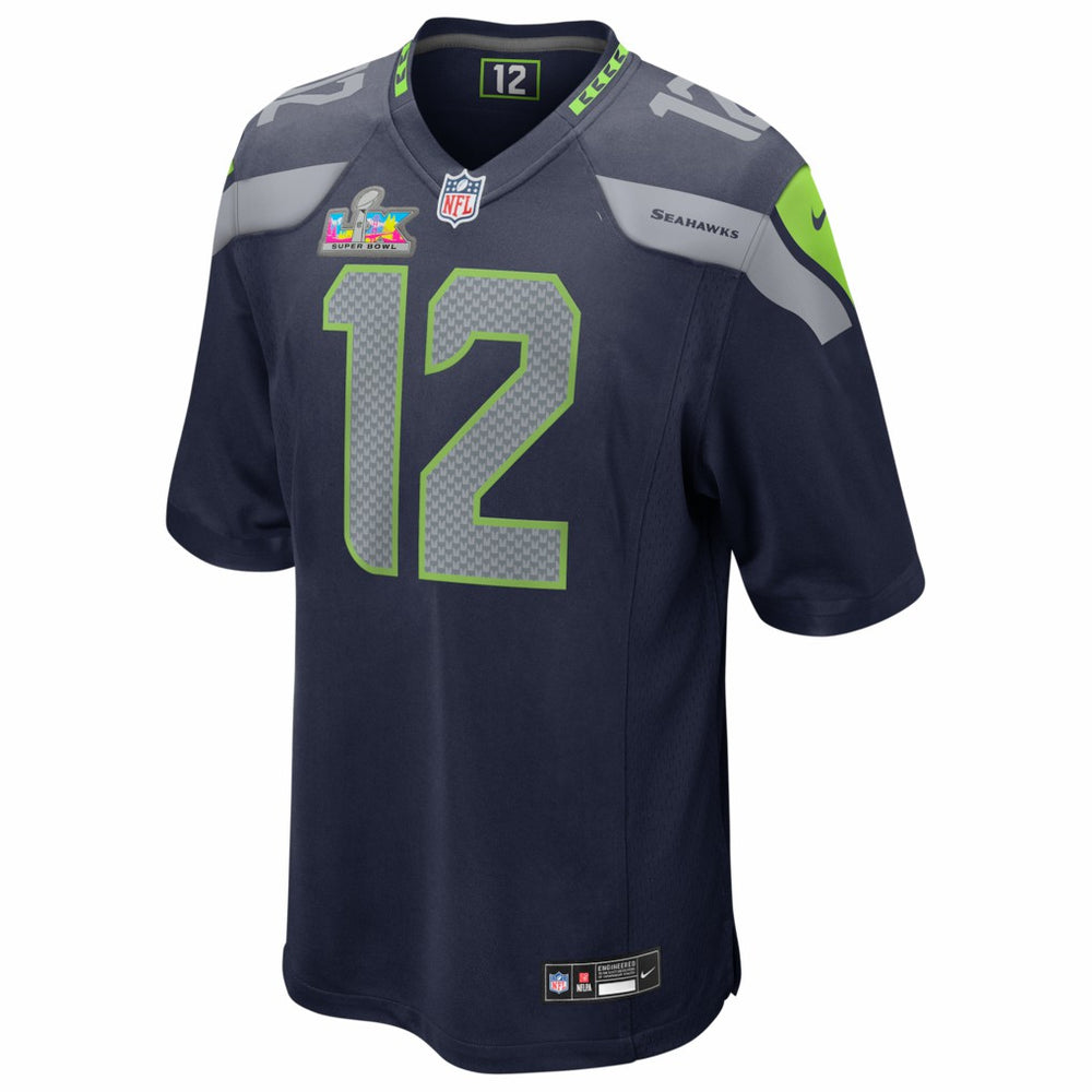 12s Seattle Seahawks Super Bowl LX Patch Game Jersey - College Navy - Nike