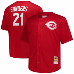 Deion Sanders Cincinnati Reds Mitchell & Ness Big & Tall Cooperstown Mesh Batting Practice Jersey for sale