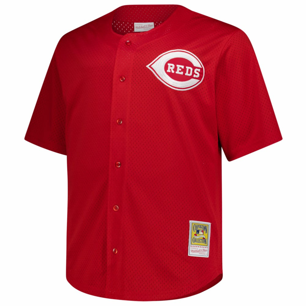 Deion Sanders Cincinnati Reds Mitchell & Ness Big & Tall Cooperstown Mesh Batting Practice Jersey for sale