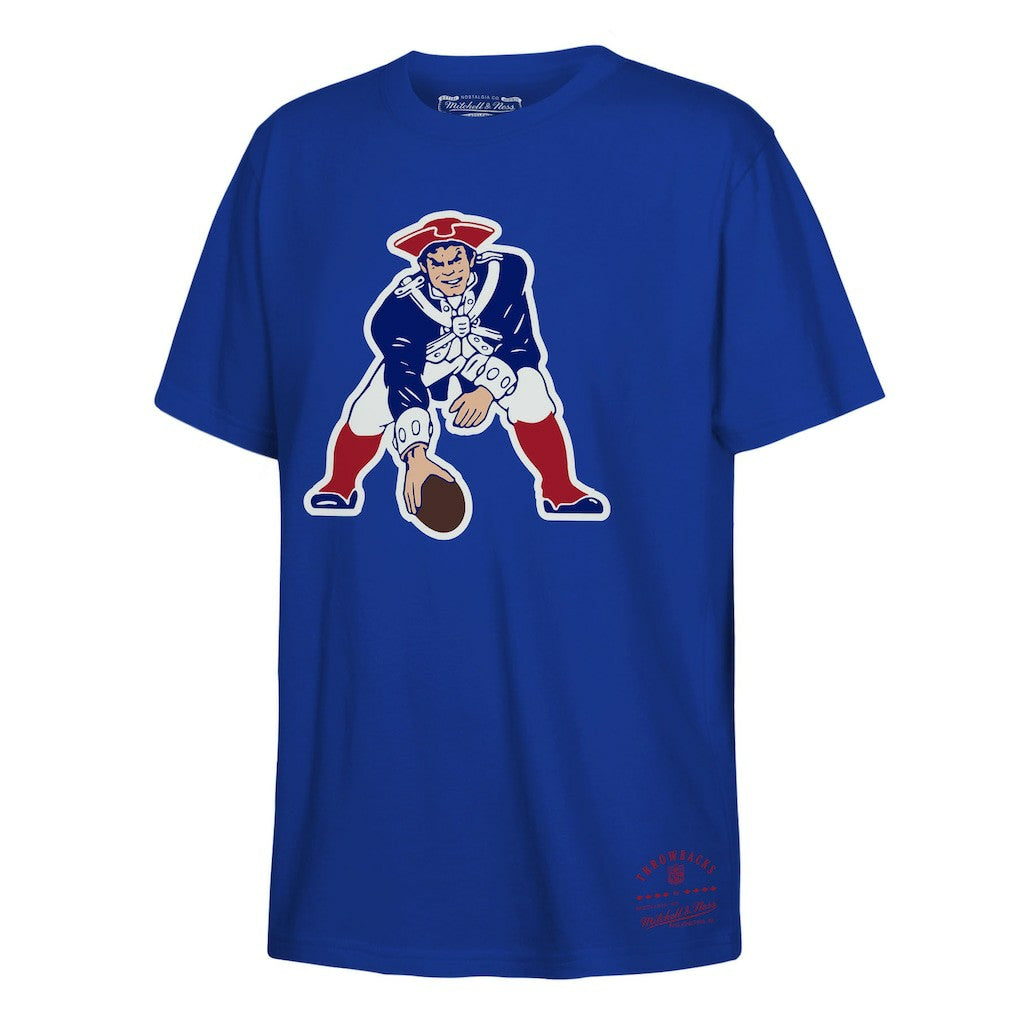 New England Patriots Youth Retro Logo T-Shirt - Royal - Mitchell & Ness