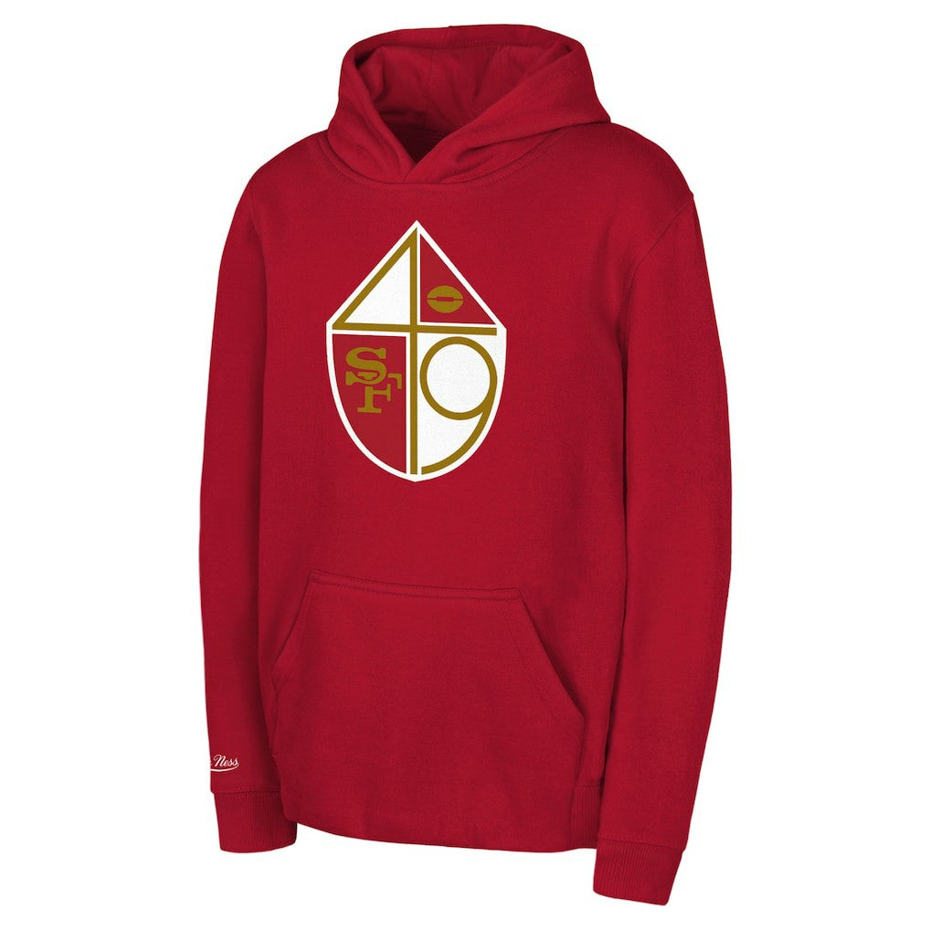 San Francisco 49ers Youth Retro Logo Retro Logo Hoodie - Scarlet - Mitchell & Ness