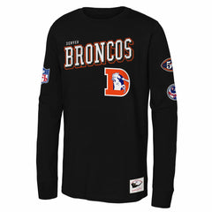 Denver Broncos Youth Training Camp Long Sleeve T-Shirt - Black - Mitchell & Ness