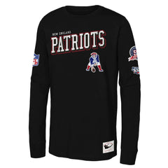 New England Patriots Youth Training Camp Long Sleeve T-Shirt - Black - Mitchell & Ness