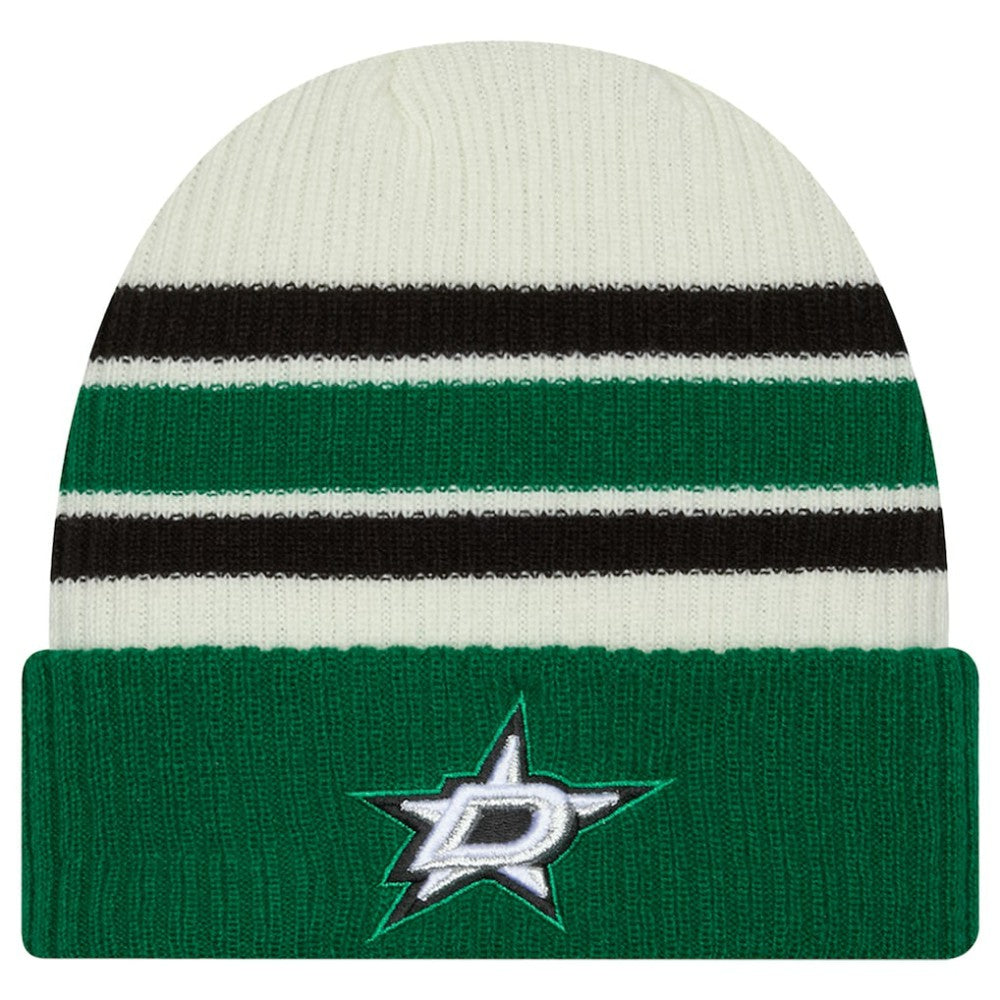 Dallas Stars New Era Vintage Cuffed Knit Hat - Cream/Kelly Green | New Era online