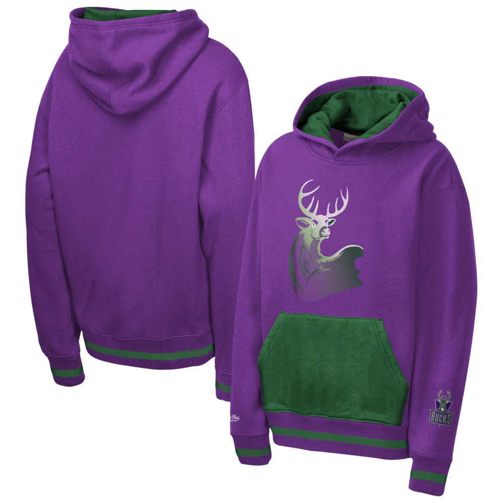 Mitchell & Ness Milwaukee Bucks Youth Playmaker Fashion Fleece Hoodie Purple